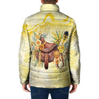 Melbourne Horse Floral Saddle Padded Jacket Yellow Rose With Wattle Flowers