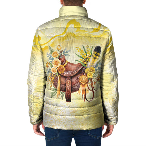 Melbourne Horse Floral Saddle Padded Jacket Yellow Rose With Wattle Flowers