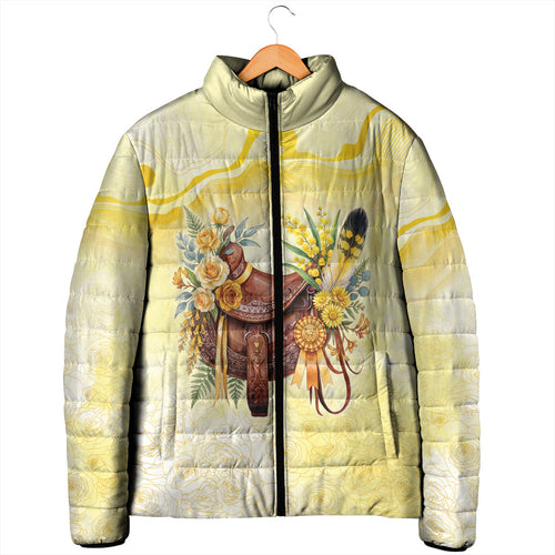 Melbourne Horse Floral Saddle Padded Jacket Yellow Rose With Wattle Flowers