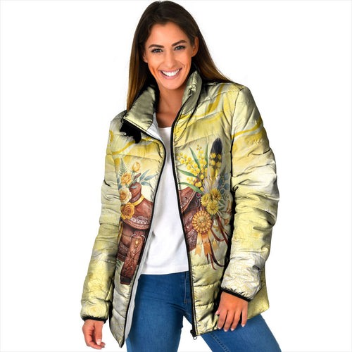 Melbourne Horse Floral Saddle Padded Jacket Yellow Rose With Wattle Flowers