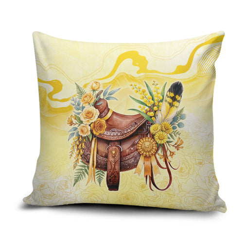 Melbourne Horse Floral Saddle Pillow Cover Yellow Rose With Wattle Flowers