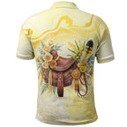 Melbourne Horse Floral Saddle Polo Shirt Yellow Rose With Wattle Flowers