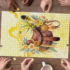 Melbourne Horse Floral Saddle Puzzle Yellow Rose With Wattle Flowers