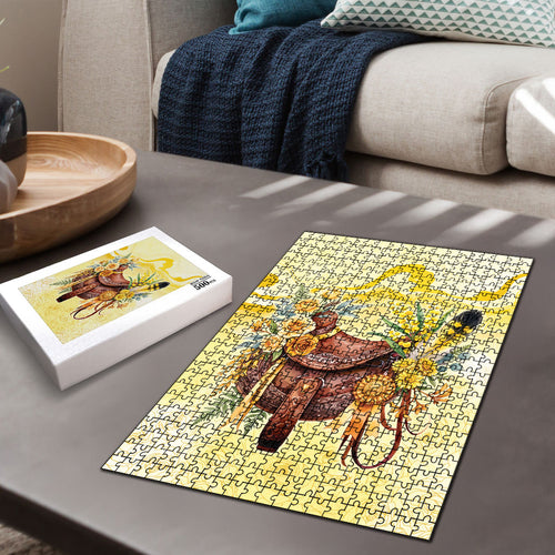 Melbourne Horse Floral Saddle Puzzle Yellow Rose With Wattle Flowers