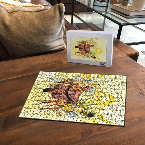 Melbourne Horse Floral Saddle Puzzle Yellow Rose With Wattle Flowers