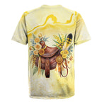 Melbourne Horse Floral Saddle Rugby Jersey Yellow Rose With Wattle Flowers