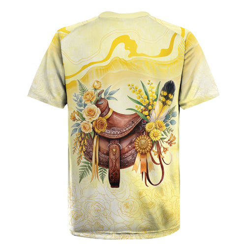 Melbourne Horse Floral Saddle Rugby Jersey Yellow Rose With Wattle Flowers