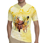 Melbourne Horse Floral Saddle Rugby Jersey Yellow Rose With Wattle Flowers