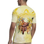 Melbourne Horse Floral Saddle Rugby Jersey Yellow Rose With Wattle Flowers