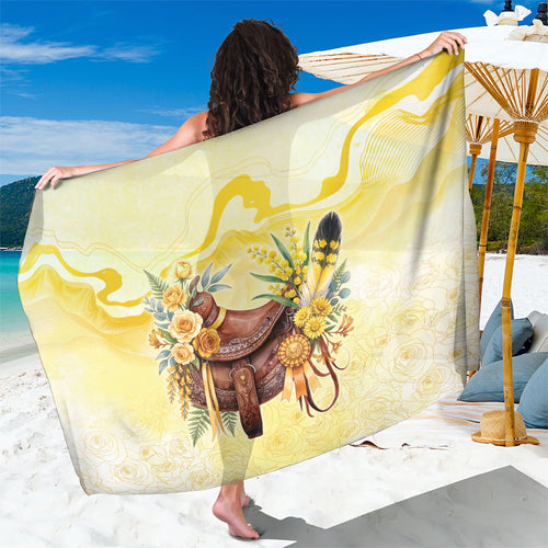 Melbourne Horse Floral Saddle Sarong Yellow Rose With Wattle Flowers