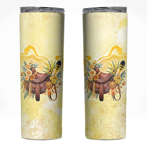 Melbourne Horse Floral Saddle Skinny Tumbler Yellow Rose With Wattle Flowers