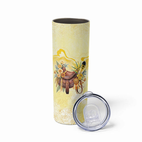 Melbourne Horse Floral Saddle Skinny Tumbler Yellow Rose With Wattle Flowers