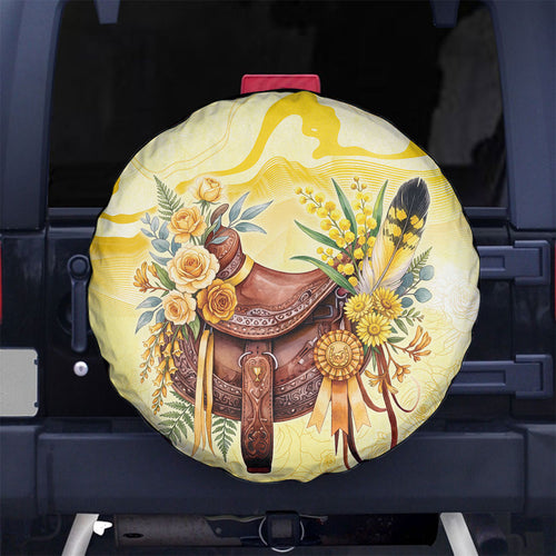 Melbourne Horse Floral Saddle Spare Tire Cover Yellow Rose With Wattle Flowers