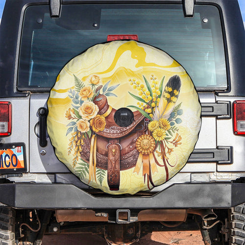 Melbourne Horse Floral Saddle Spare Tire Cover Yellow Rose With Wattle Flowers