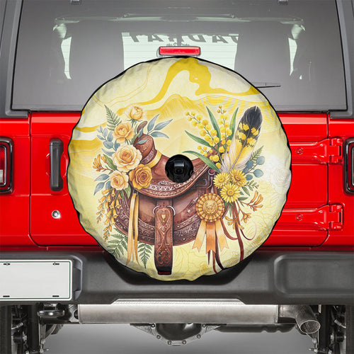 Melbourne Horse Floral Saddle Spare Tire Cover Yellow Rose With Wattle Flowers