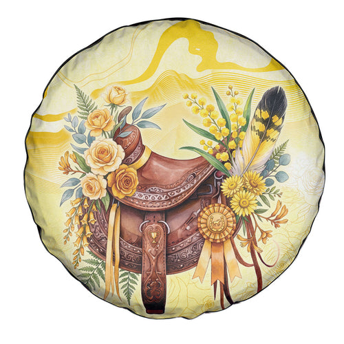 Melbourne Horse Floral Saddle Spare Tire Cover Yellow Rose With Wattle Flowers