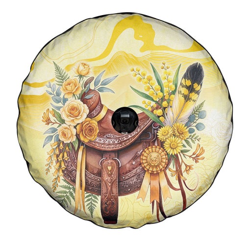 Melbourne Horse Floral Saddle Spare Tire Cover Yellow Rose With Wattle Flowers