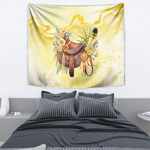 Melbourne Horse Floral Saddle Tapestry Yellow Rose With Wattle Flowers