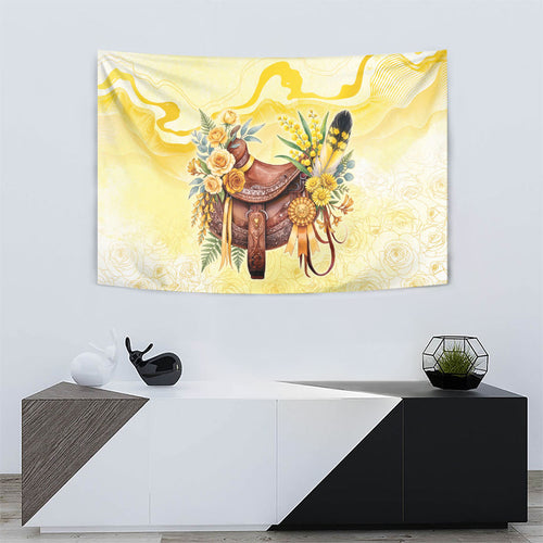 Melbourne Horse Floral Saddle Tapestry Yellow Rose With Wattle Flowers