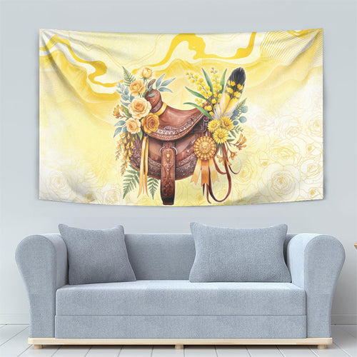 Melbourne Horse Floral Saddle Tapestry Yellow Rose With Wattle Flowers