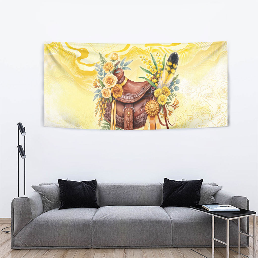Melbourne Horse Floral Saddle Tapestry Yellow Rose With Wattle Flowers