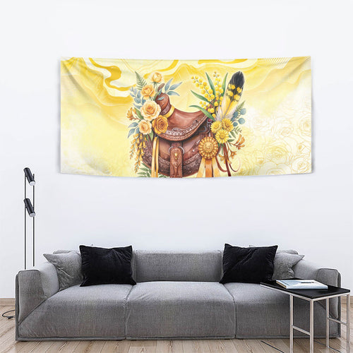 Melbourne Horse Floral Saddle Tapestry Yellow Rose With Wattle Flowers