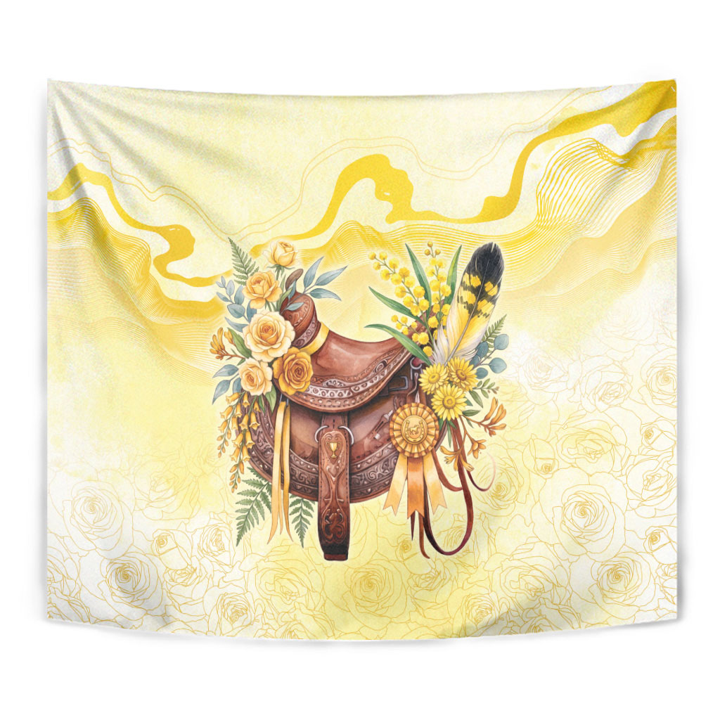 Melbourne Horse Floral Saddle Tapestry Yellow Rose With Wattle Flowers