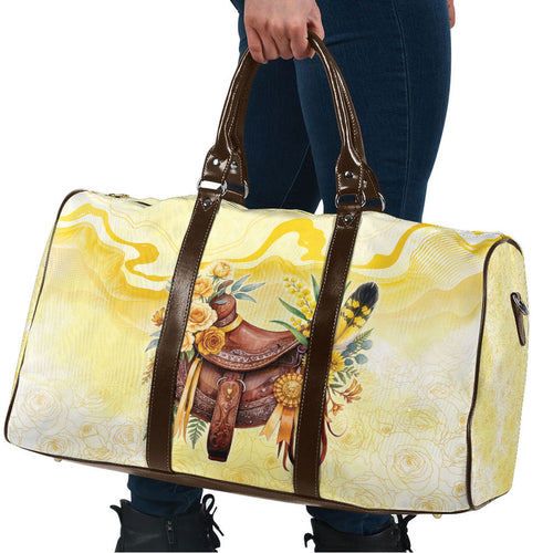 Melbourne Horse Floral Saddle Travel Bag Yellow Rose With Wattle Flowers