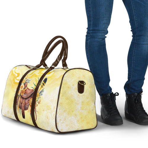 Melbourne Horse Floral Saddle Travel Bag Yellow Rose With Wattle Flowers