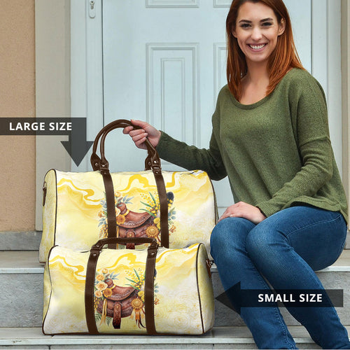 Melbourne Horse Floral Saddle Travel Bag Yellow Rose With Wattle Flowers