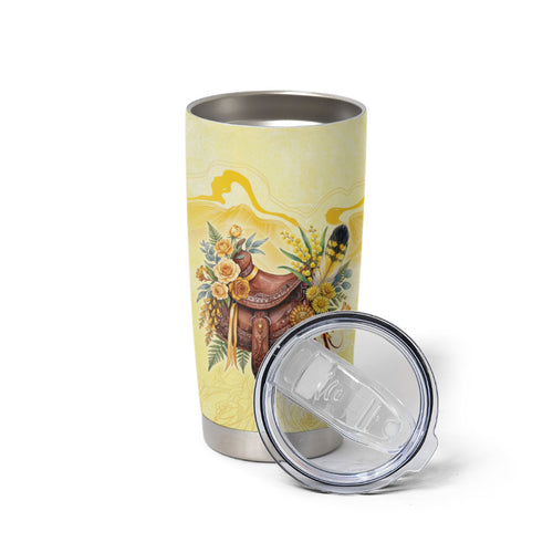 Melbourne Horse Floral Saddle Tumbler Cup Yellow Rose With Wattle Flowers
