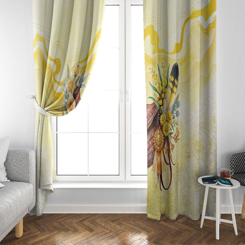 Melbourne Horse Floral Saddle Window Curtain Yellow Rose With Wattle Flowers