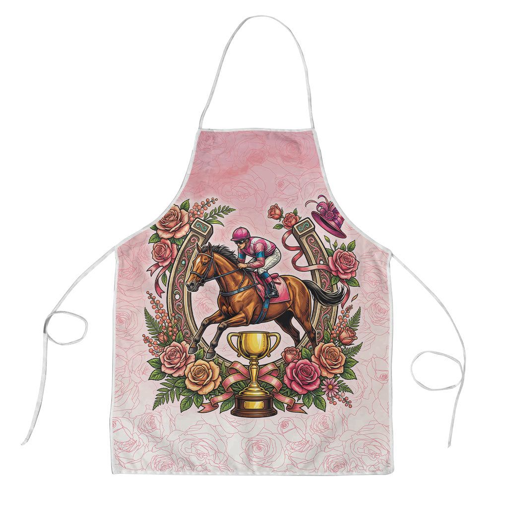 Melbourne Horse Race Apron Aussie Floral Horseshoe Pink Rose