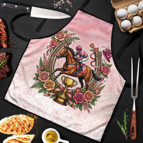 Melbourne Horse Race Apron Aussie Floral Horseshoe Pink Rose