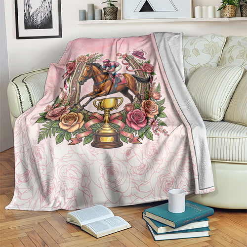 Melbourne Horse Race Blanket Aussie Floral Horseshoe Pink Rose