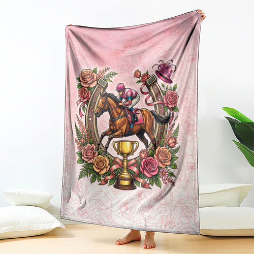 Melbourne Horse Race Blanket Aussie Floral Horseshoe Pink Rose