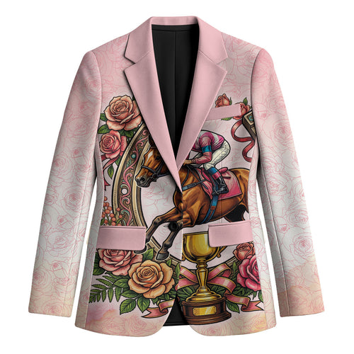 Melbourne Horse Race Blazer Aussie Floral Horseshoe Pink Rose