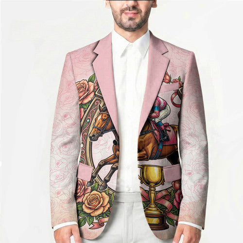 Melbourne Horse Race Blazer Aussie Floral Horseshoe Pink Rose