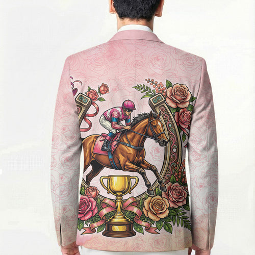 Melbourne Horse Race Blazer Aussie Floral Horseshoe Pink Rose