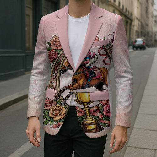 Melbourne Horse Race Blazer Aussie Floral Horseshoe Pink Rose