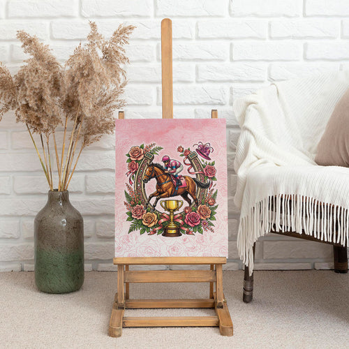 Melbourne Horse Race Canvas Wall Art Aussie Floral Horseshoe Pink Rose