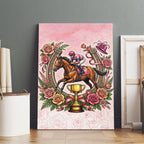 Melbourne Horse Race Canvas Wall Art Aussie Floral Horseshoe Pink Rose
