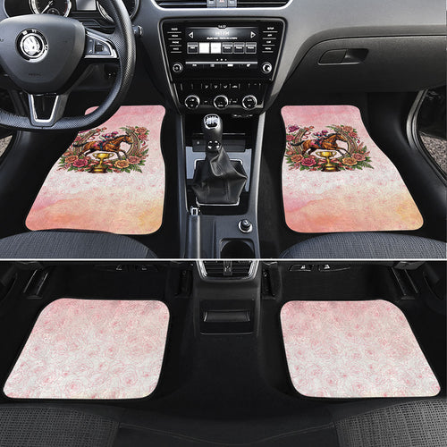 Melbourne Horse Race Car Mats Aussie Floral Horseshoe Pink Rose