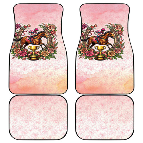 Melbourne Horse Race Car Mats Aussie Floral Horseshoe Pink Rose