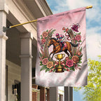 Melbourne Horse Race Garden Flag Aussie Floral Horseshoe Pink Rose