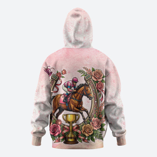Melbourne Horse Race Hoodie Aussie Floral Horseshoe Pink Rose