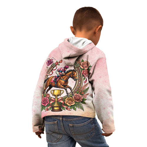 Melbourne Horse Race Kid Hoodie Aussie Floral Horseshoe Pink Rose