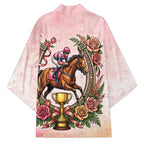 Melbourne Horse Race Kimono Aussie Floral Horseshoe Pink Rose