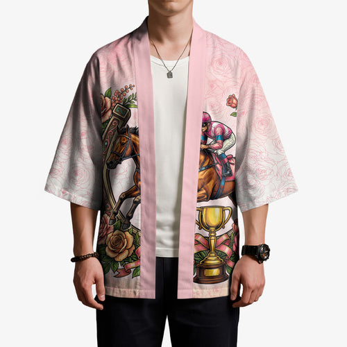 Melbourne Horse Race Kimono Aussie Floral Horseshoe Pink Rose