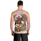 Melbourne Horse Race Men Tank Top Aussie Floral Horseshoe Pink Rose